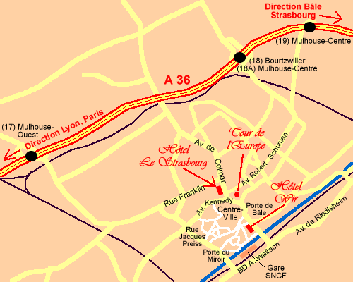 Hotel Le Strasbourg in  Mulhouse - Location Map