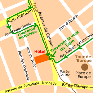 Hôtel Le Strasbourg Mulhouse - Map  in detail