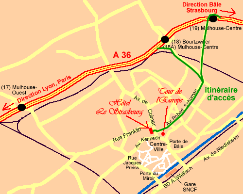 Hotel Le Strasbourg in  Mulhouse - Location Map